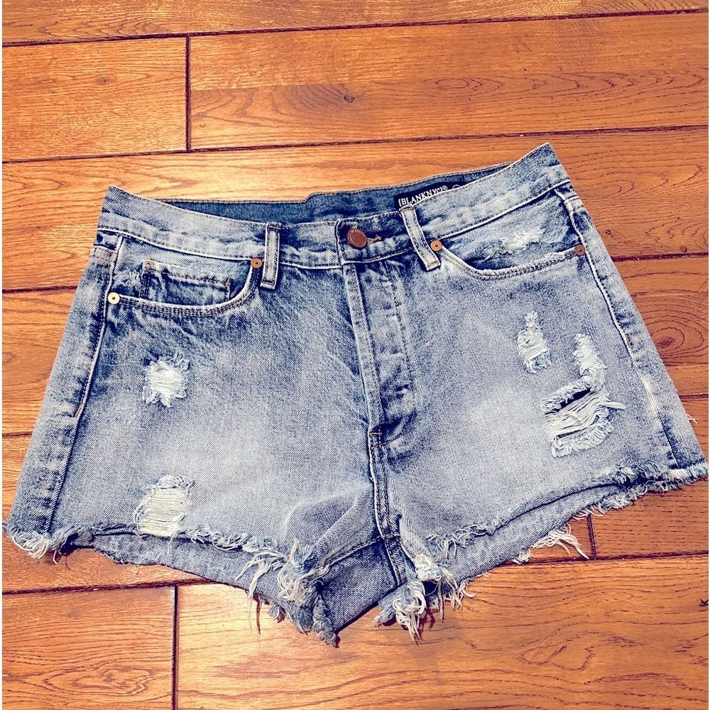 BLANK NYC Distressed High-Rise Denim Shorts - Size 28